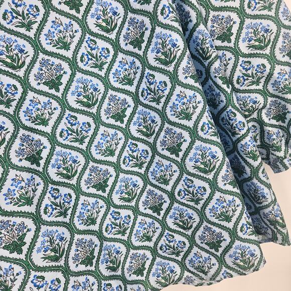 Tuckernuck Bouvier Blouse Top Blue Floral Medallion Ruffle Collar NWOT Size 3XL - Picture 4 of 10